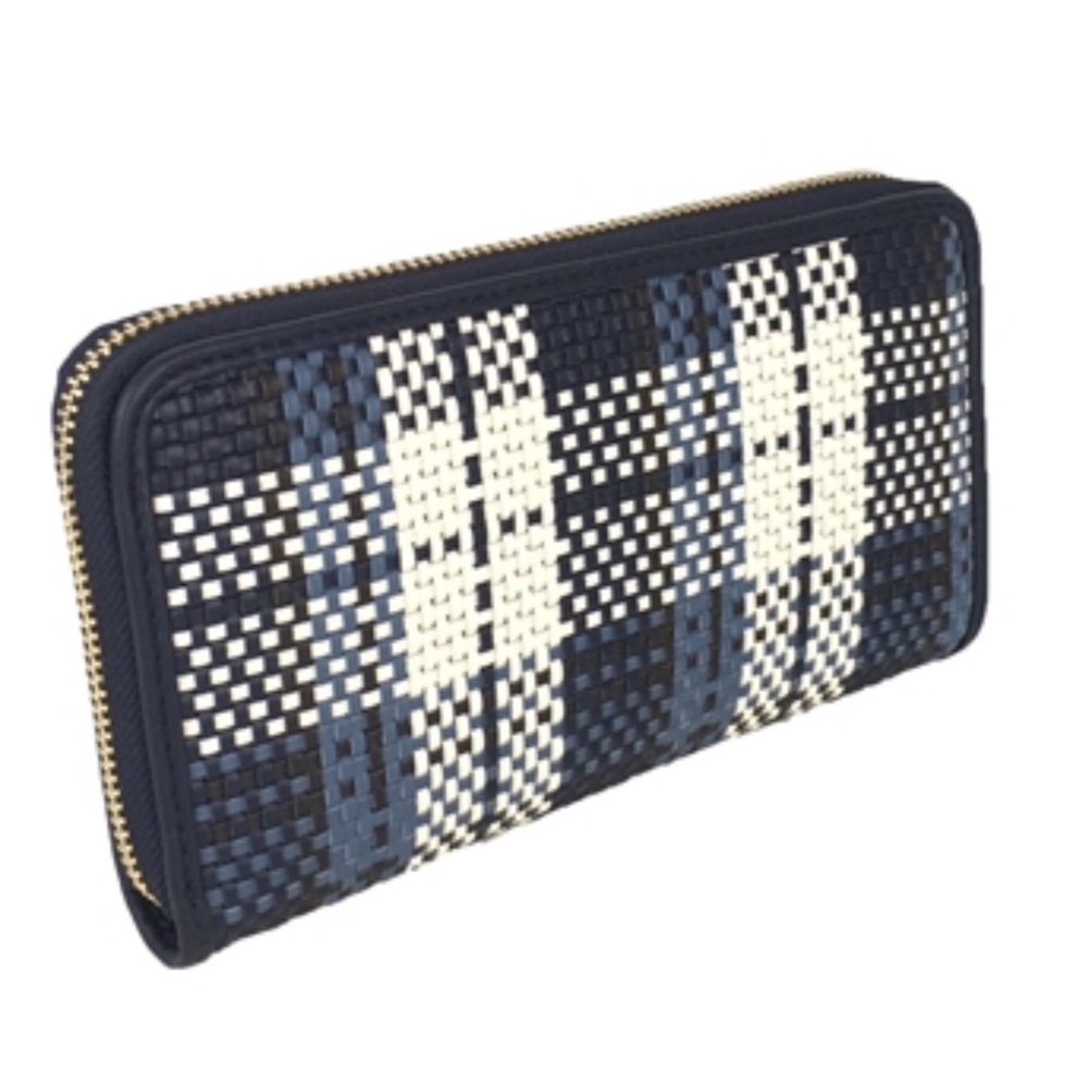 Tory Burch tri color wallet Navy , light blue, white